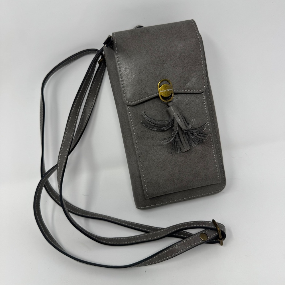 Pervin Alinne Womens Small Grey Tassel Crossbody Wallet Phone Bag Travel Purse